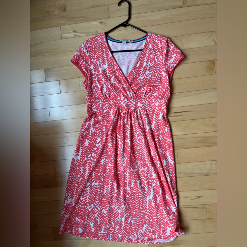 Boden cotton dress in coral. Size 8